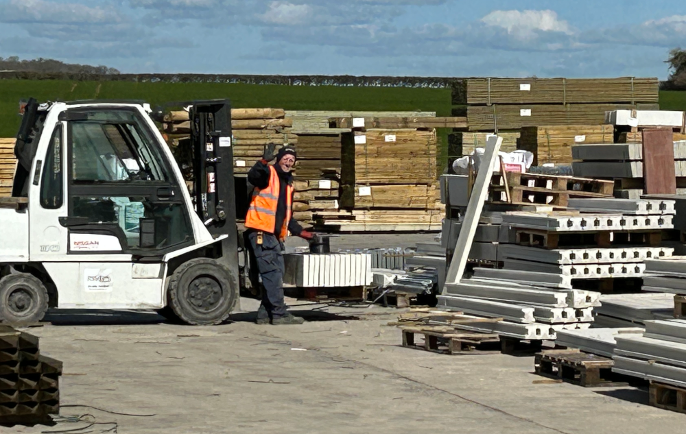 Forklift and wave from team.