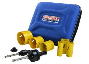 Faithfull Bi-Metal Cobalt Holesaw Kit - Electricians 9 Piece from WEBBS Builders Merchants