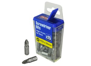 Faithfull Screwdriver Bits S2 Pozidriv PZ2 - 25 Piece from WEBBS Builders Merchants