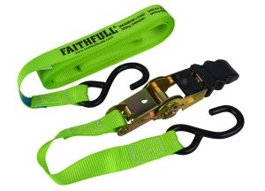 Faithfull Ratchet Tie Down 5M x 25mm BS600kg - Set of 4 from WEBBS Builders Merchants